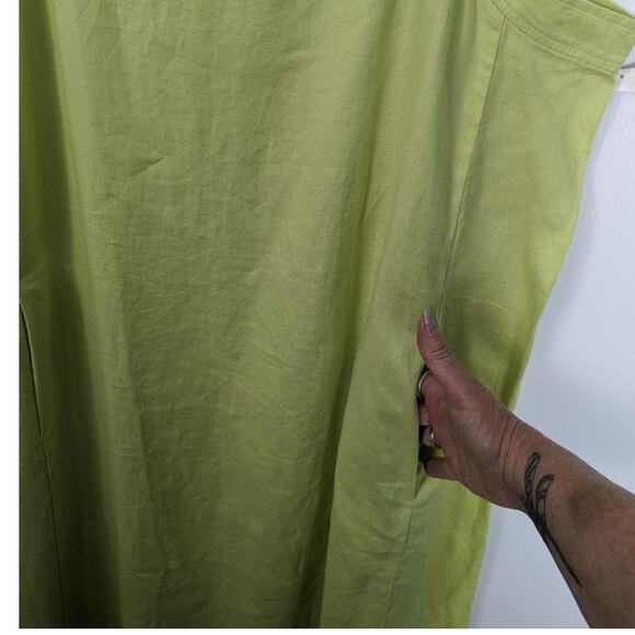 Eileen Fisher Organic Linen Square Neck Maxi Dress Jumper Honeydew Green New 2X - Picture 7 of 10